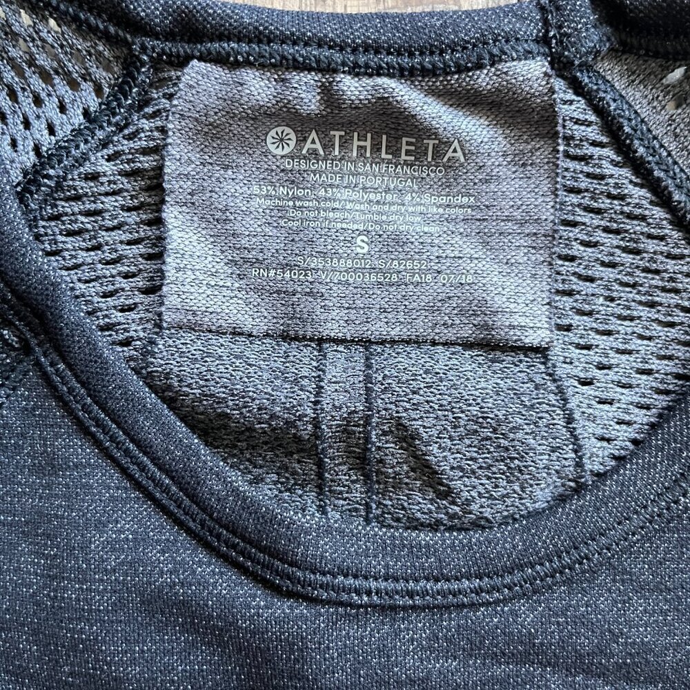 Athleta Caliber Long Sleeve Performance Top Black Gray Size S Activewear - Picture 3 of 6